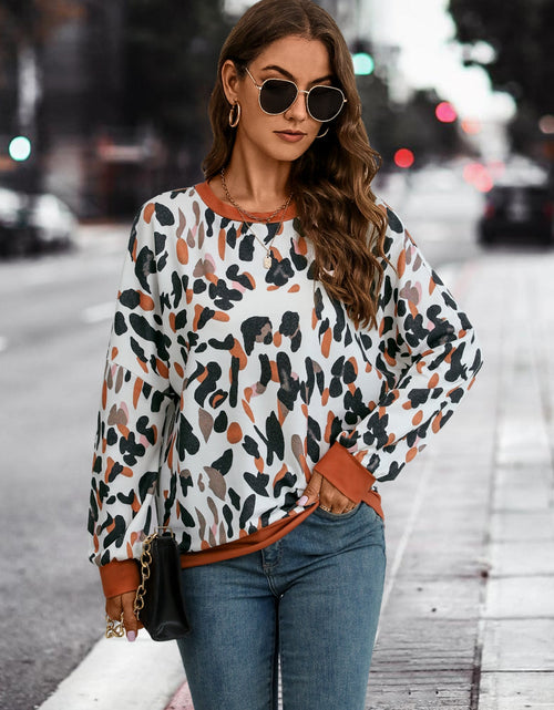 Load image into Gallery viewer, Leopard Round Neck Drop Shoulder Sweatshirt
