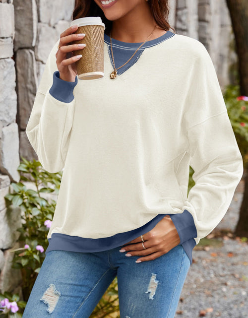 Load image into Gallery viewer, Lovelet Contrast Round Neck Long Sleeve Sweatshirt

