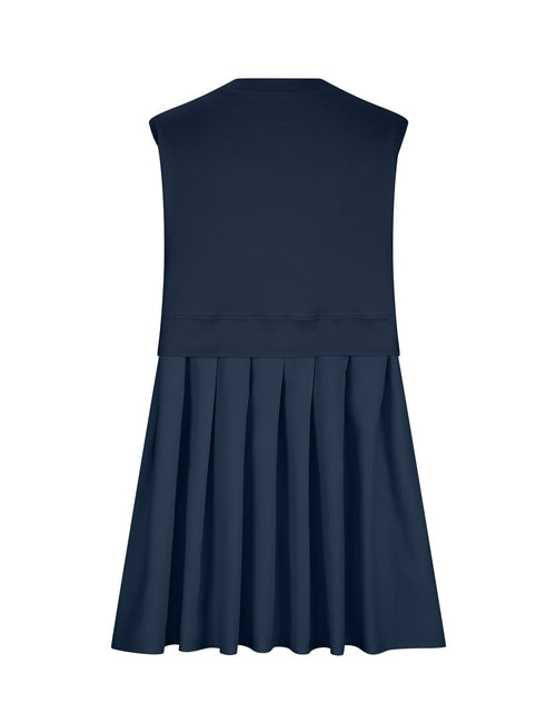 Load image into Gallery viewer, Pleated Round Neck Sleeveless Mini Dress
