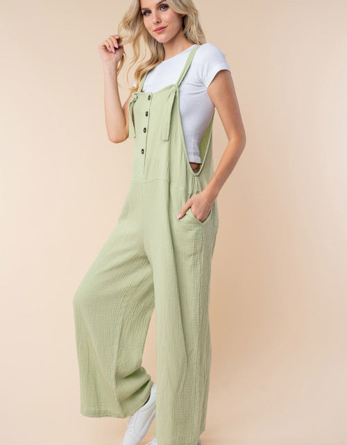Load image into Gallery viewer, White Birch Texture Sleeveless Wide Leg Jumpsuit
