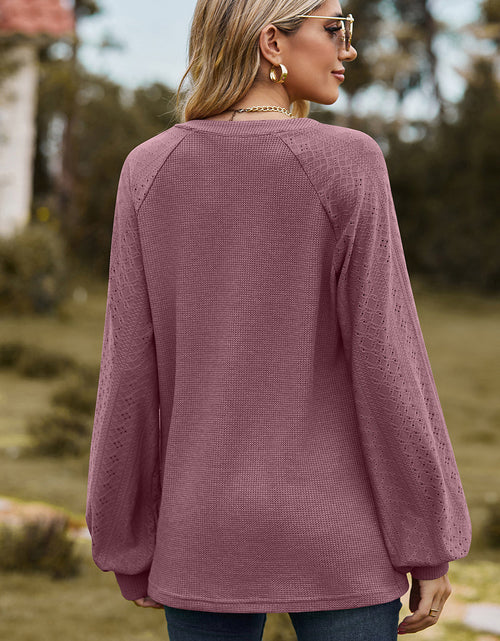 Load image into Gallery viewer, Eyelet Notched Raglan Sleeve T-Shirt

