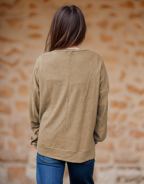 Load image into Gallery viewer, Side Slit Round Neck Long Sleeve T-Shirt

