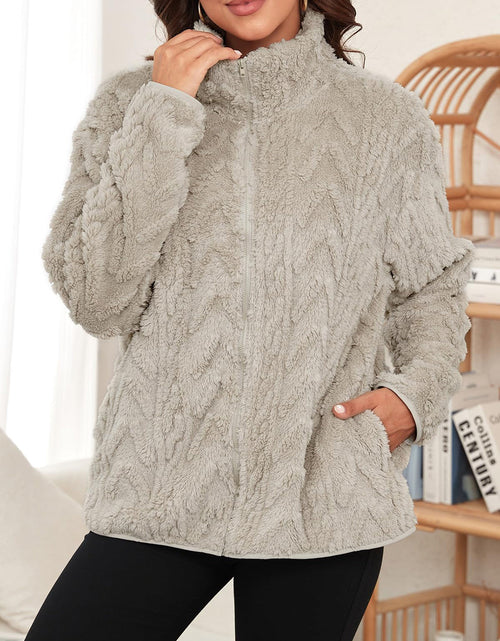 Load image into Gallery viewer, Fuzzy Zip Up Long Sleeve Jacket
