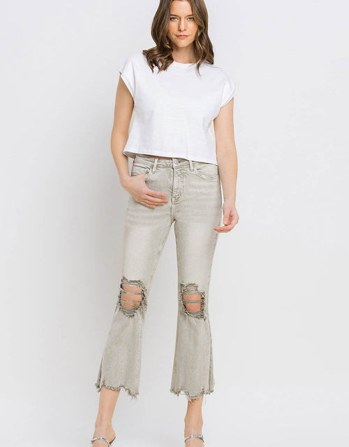 Load image into Gallery viewer, Lovervet Distressed Raw Hem Cropped Flare Jeans
