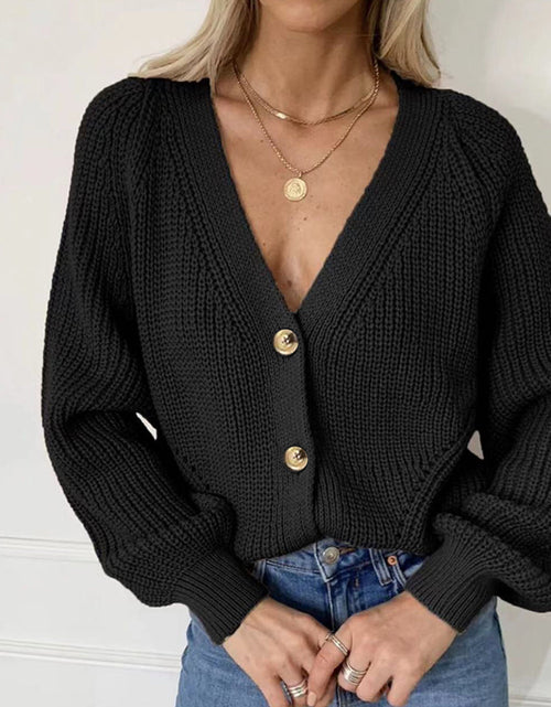 Load image into Gallery viewer, Button Up V-Neck Long Sleeve Cardigan
