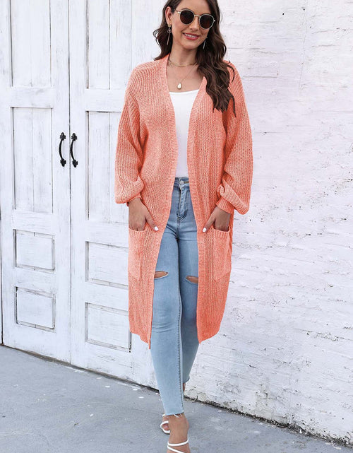 Load image into Gallery viewer, Open Front Longline Cardigan with Pockets
