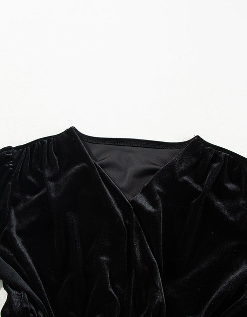 Load image into Gallery viewer, Surplice Long Sleeve Velvet Dress

