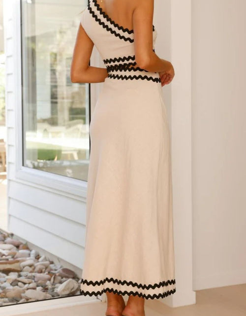 Load image into Gallery viewer, Cutout Contrast Trim Single Shoulder Dress
