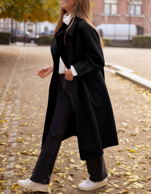 Load image into Gallery viewer, Pocketed Collared Neck Long Sleeve Coat
