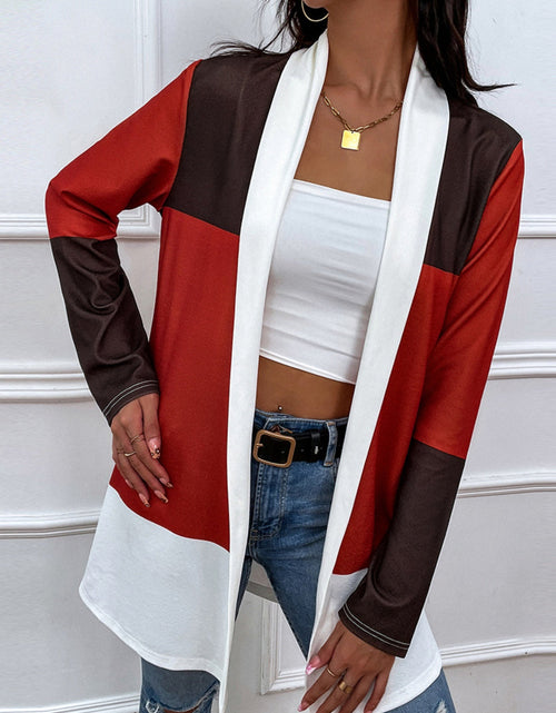 Load image into Gallery viewer, Shiny Color Block Open Front Cardigan
