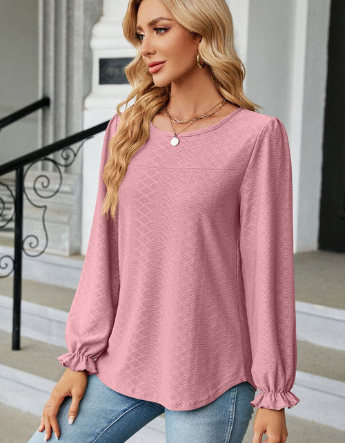 Load image into Gallery viewer, Round Neck Flounce Sleeve Blouse
