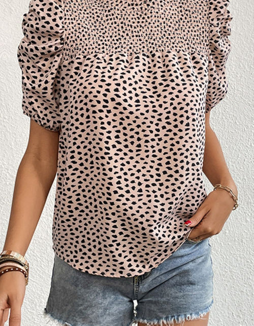 Load image into Gallery viewer, Perfee Printed Smocked Puff Sleeve Blouse
