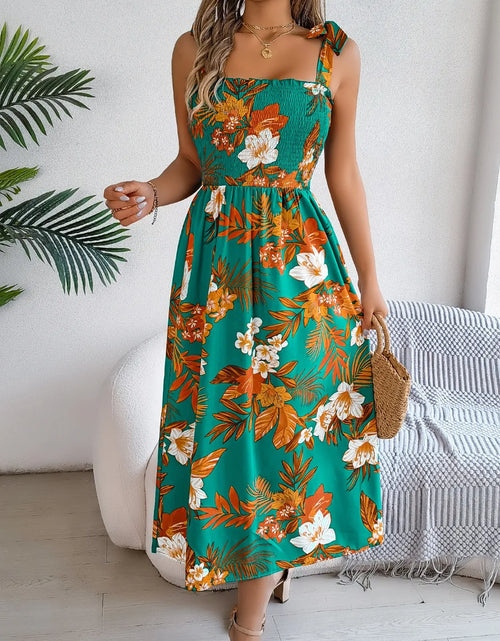 Load image into Gallery viewer, Smocked Floral Tie Shoulder Midi Dress
