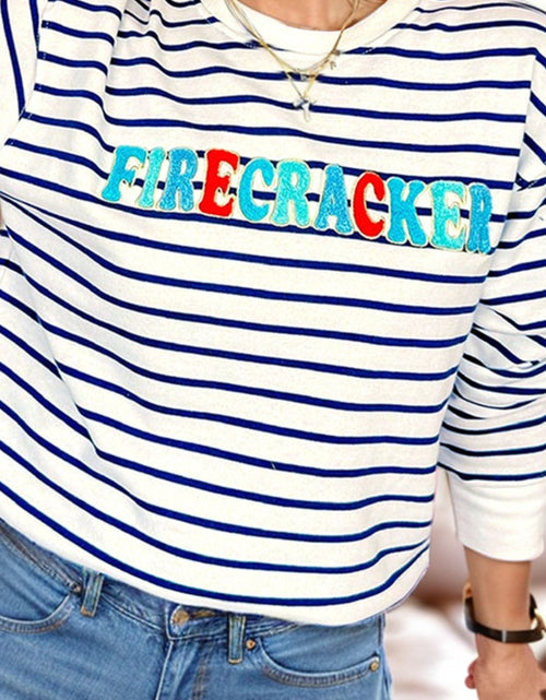 Load image into Gallery viewer, FIRECRACKER Striped Long Sleeve Sweatshirt
