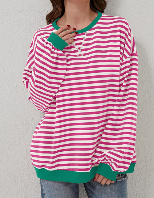 Load image into Gallery viewer, Lovelet Contrast Striped Long Sleeve Sweatshirt

