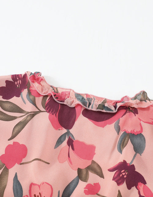 Load image into Gallery viewer, Floral Frill Trim Flounce Sleeve Plunge Maxi Dress
