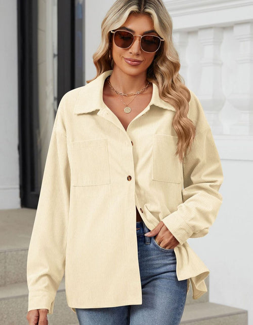 Load image into Gallery viewer, Button Up Dropped Shoulder Long Sleeve Outerwear
