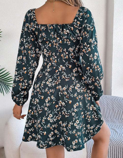 Load image into Gallery viewer, Printed Sweetheart Neck Balloon Sleeve Mini Dress
