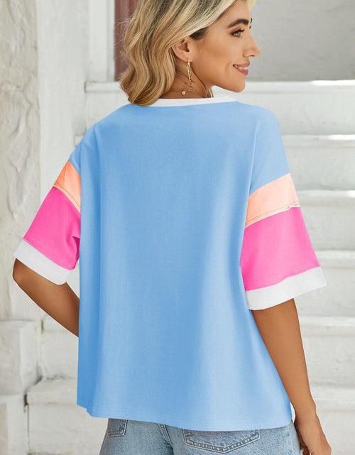 Load image into Gallery viewer, Lovelet Color Block Round Neck Half Sleeve T-Shirt
