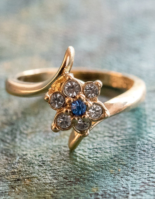 Load image into Gallery viewer, Vintage 1970's Amethyst Crystal and Genuine Pinfire Opal Ring 18kt Yellow Gold Electroplated Ring by PVD Vintage Jewelry
