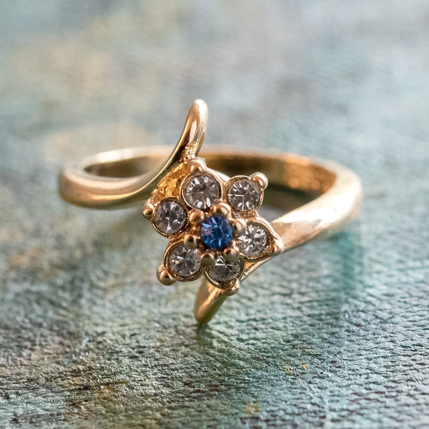 Vintage 1970's Amethyst Crystal and Genuine Pinfire Opal Ring 18kt Yellow Gold Electroplated Ring by PVD Vintage Jewelry