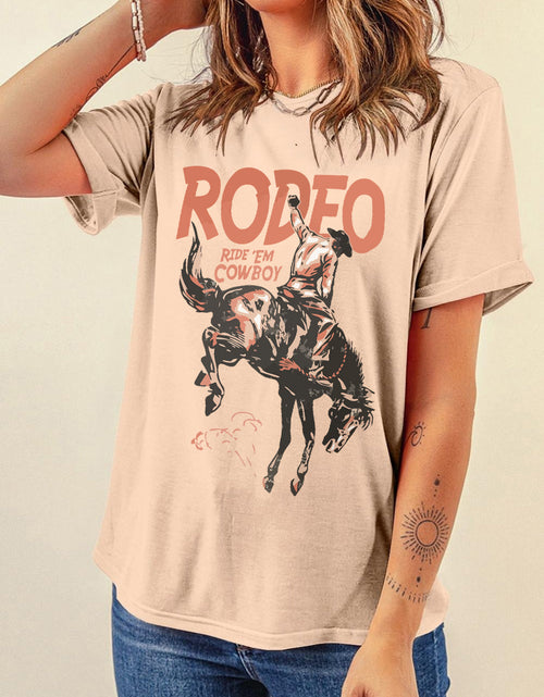 Load image into Gallery viewer, Cowboy Graphic Round Neck Short Sleeve T-Shirt
