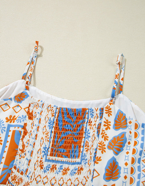 Load image into Gallery viewer, Printed Smocked Back Ricrac Trim Cami Dress

