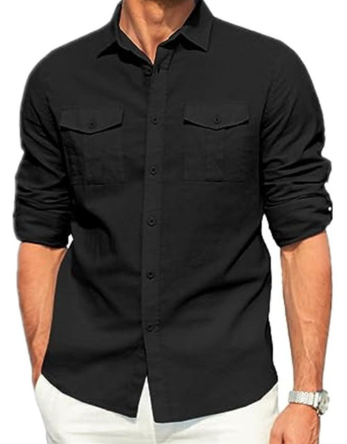 Load image into Gallery viewer, Men's Plus Size Button Down Collared Neck Long Sleeve Shirt
