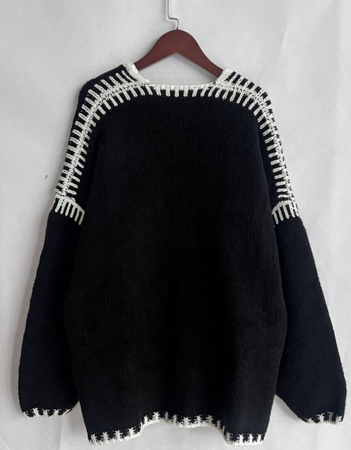 Load image into Gallery viewer, Double Take Contrast Open Front Dropped Shoulder Cardigan
