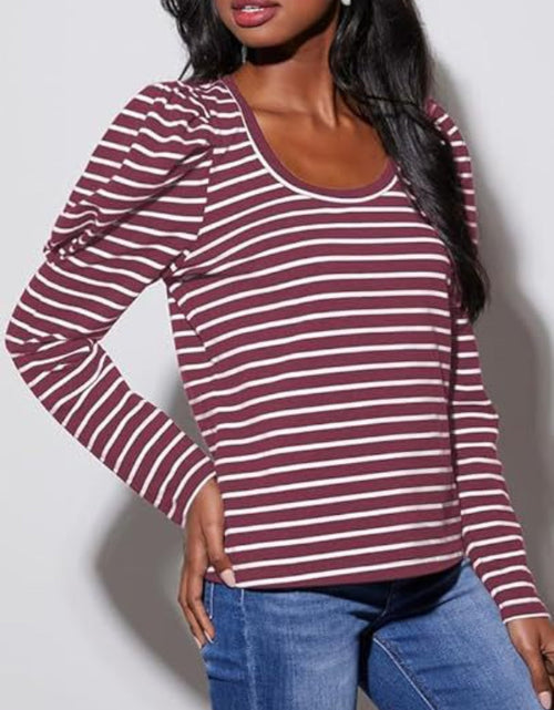 Load image into Gallery viewer, Striped Round Neck Long Sleeve T-Shirt
