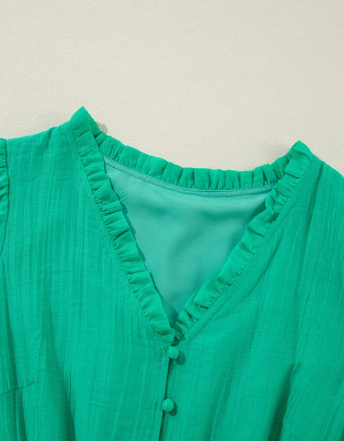 Load image into Gallery viewer, Frill V-Neck Long Sleeve Mini Dress
