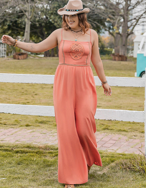 Load image into Gallery viewer, Plus Size Lace Detail Spaghetti Strap Wide Leg Jumpsuit
