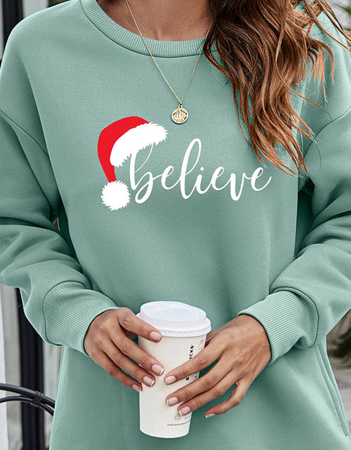 Load image into Gallery viewer, BELIEVE Graphic Tunic Sweatshirt
