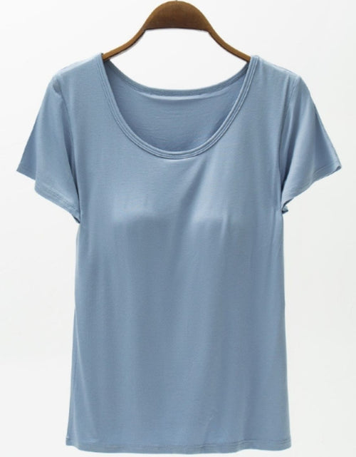 Load image into Gallery viewer, Round Neck Modal T-Shirt with Bra
