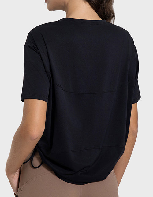 Load image into Gallery viewer, Millennia Drawstring Round Neck Short Sleeve Active T-Shirt
