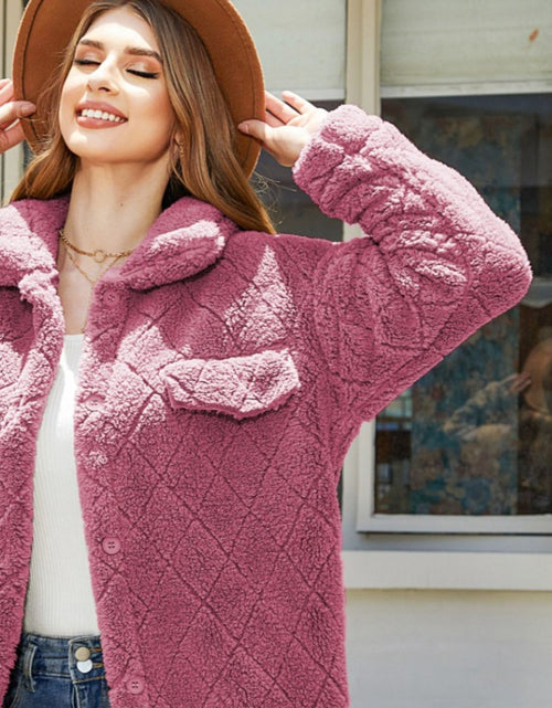 Load image into Gallery viewer, Texture Button Up Dropped Shoulder Coat
