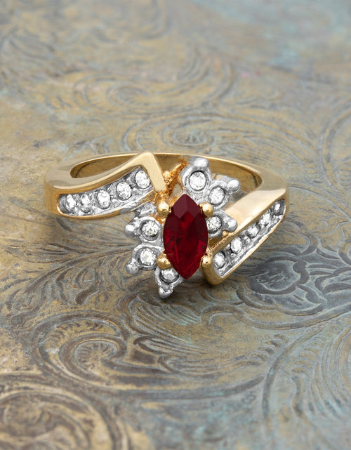 Load image into Gallery viewer, Vintage 1980s Ring Zirconia with Clear Austrian Crystals 18k Yellow Gold Electroplated by PVD Vintage Jewelry
