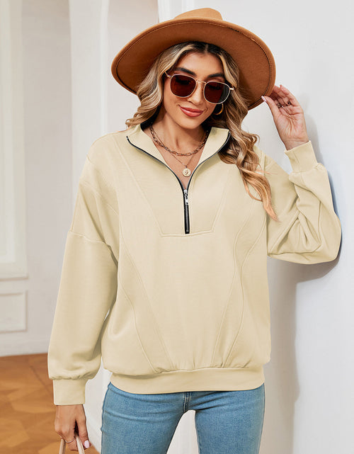 Load image into Gallery viewer, Half-Zip Dropped Shoulder Sweatshirt

