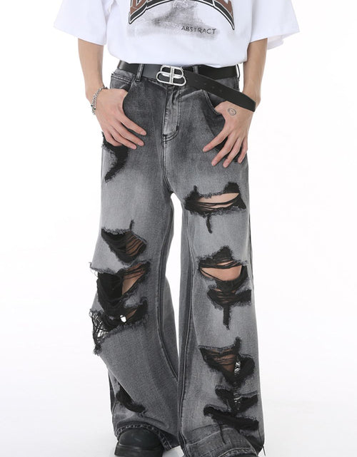 Load image into Gallery viewer, Distressed Wide Leg Jeans with Pockets
