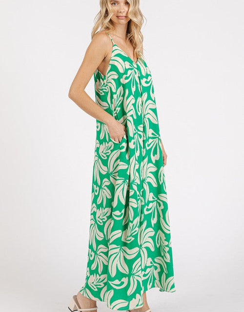 Load image into Gallery viewer, Mittoshop Printed V-Neck Maxi Cami Dress with Pockets

