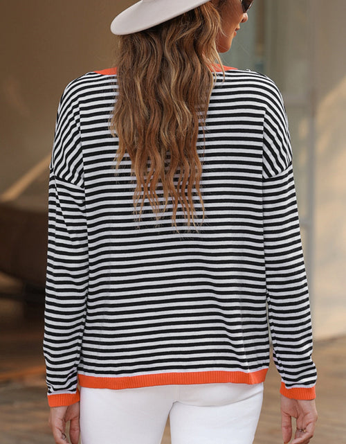 Load image into Gallery viewer, Striped Round Neck Drop Shoulder T-Shirt
