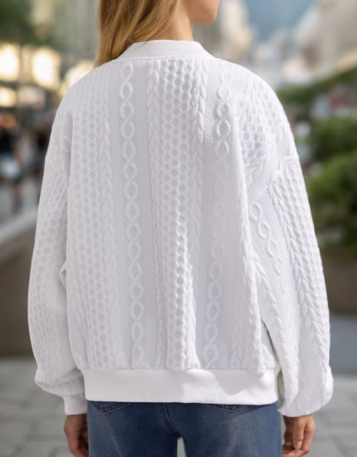 Load image into Gallery viewer, Textured Zip Up Dropped Shoulder Jacket
