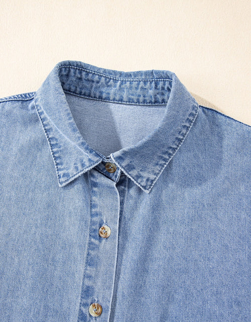 Load image into Gallery viewer, Button Down Short Sleeve Denim Dress
