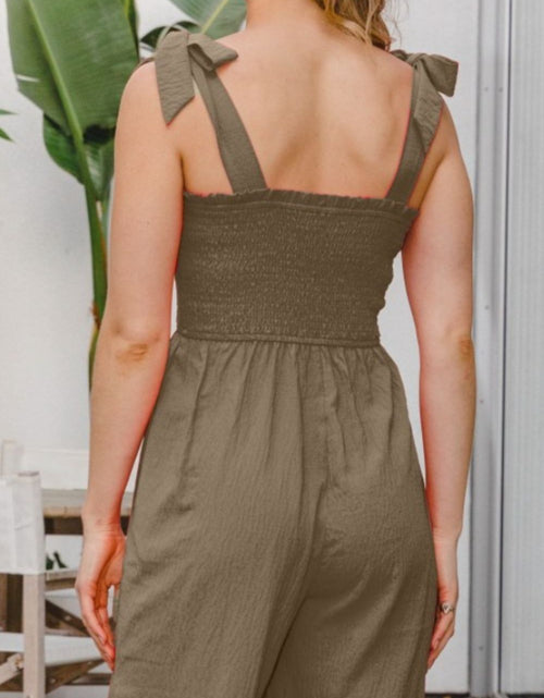 Load image into Gallery viewer, ODDI Full Size Bodice Smocked Sleeveless Jumpsuit
