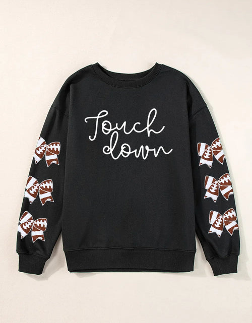 Load image into Gallery viewer, Letter Graphic Bow Long Sleeve Sweatshirt
