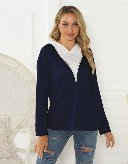 Load image into Gallery viewer, Shiny Contrast Zip Detail Hoodie
