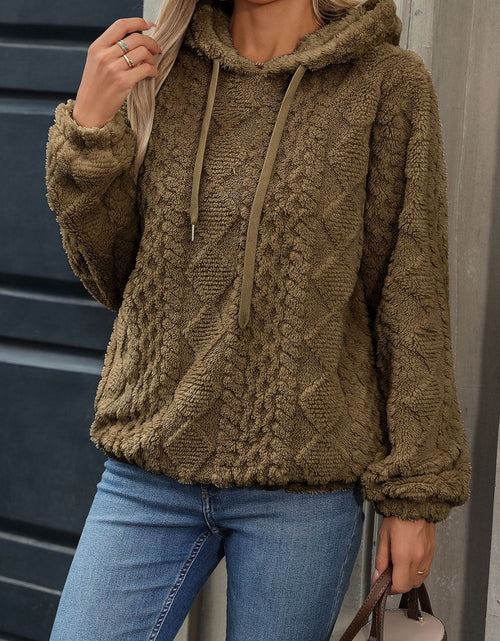 Load image into Gallery viewer, Drawstring Long Sleeve Plush Hoodie
