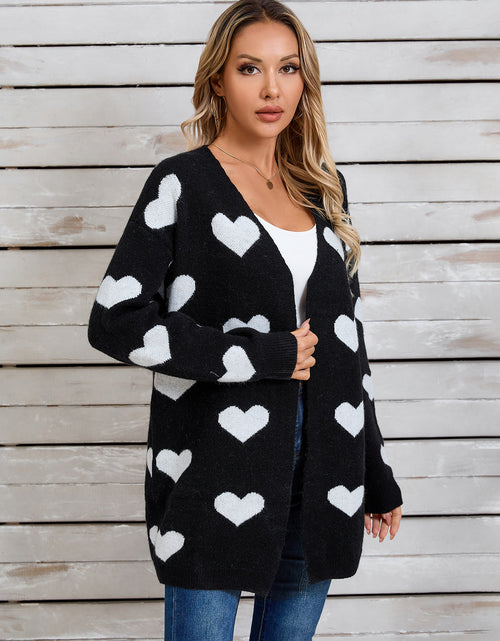 Load image into Gallery viewer, Angel Wings Heart Open Front Long Sleeve Cardigan
