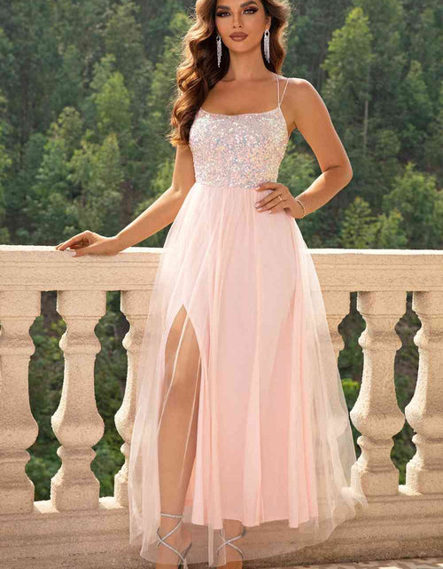 Load image into Gallery viewer, Lace-Up Backless Mesh Dress
