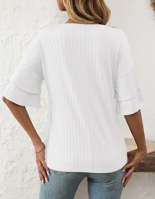Load image into Gallery viewer, Mandy V-Neck Ruffle Half Sleeve Top
